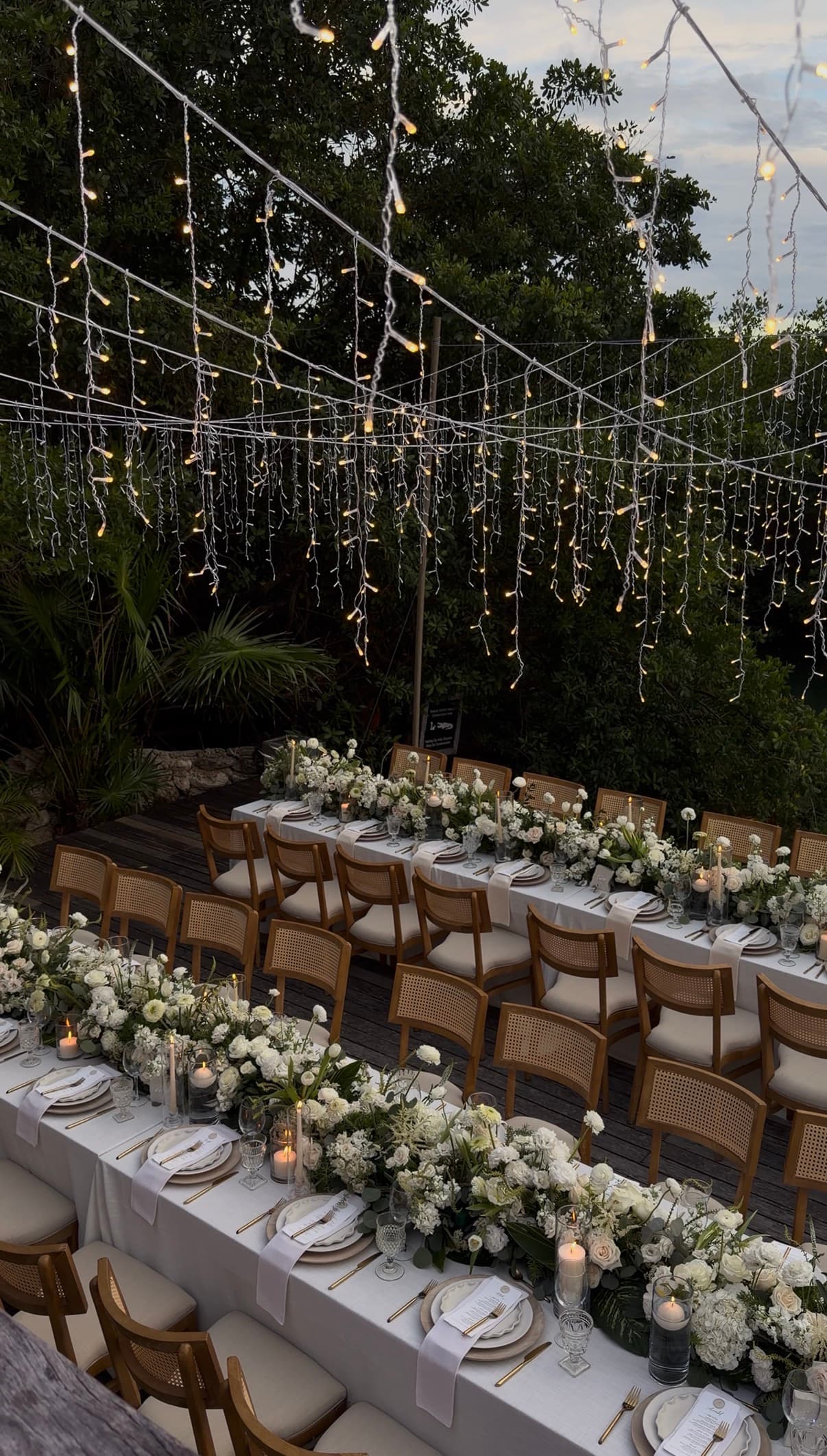 Wedding reception table with fairy lights — venue content