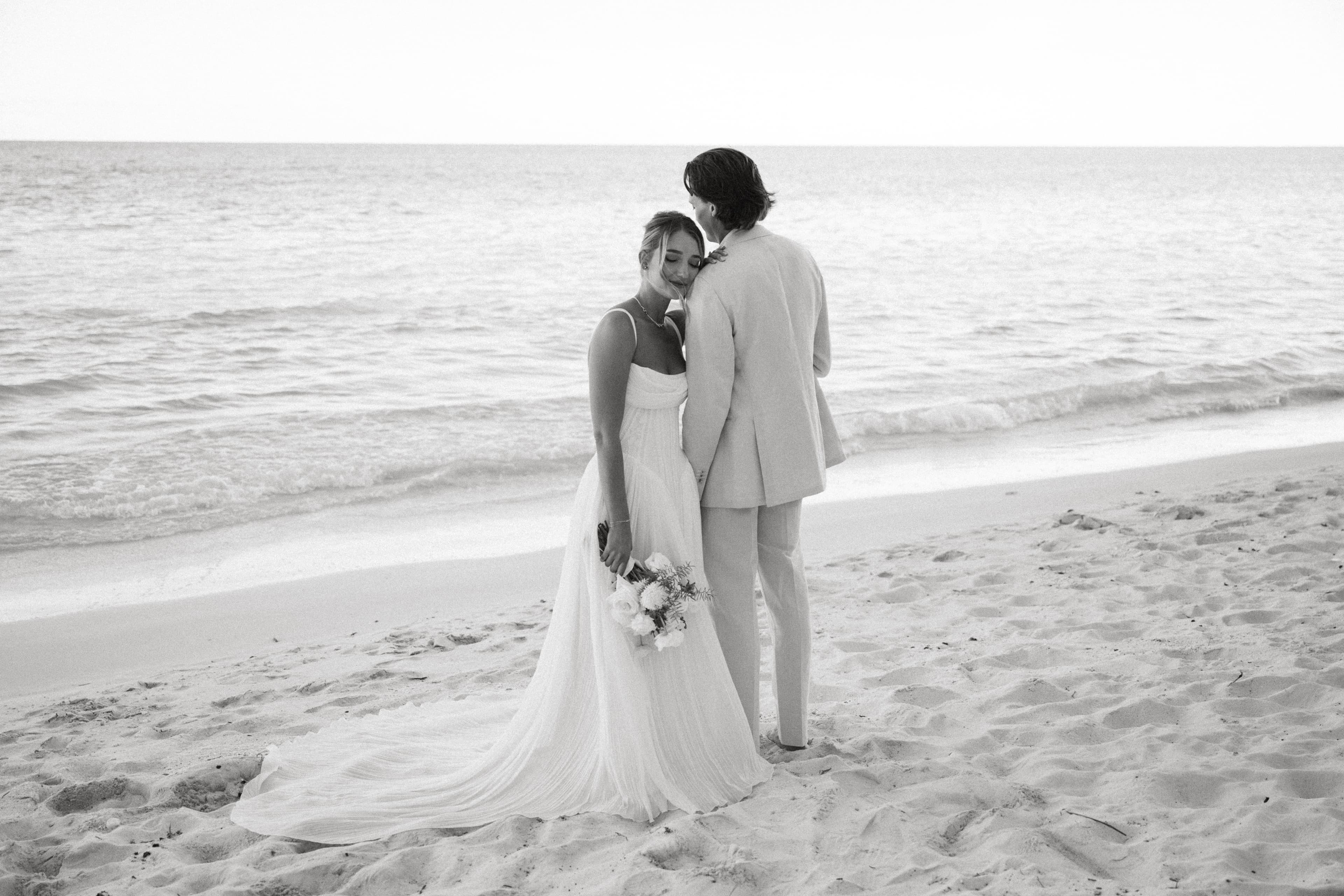 Bride and groom at a destination wedding in Riviera Maya